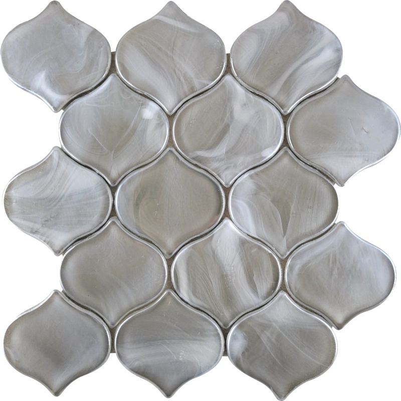 Splash Silver Stone & Glass Mosaic - Arabesque - Satin