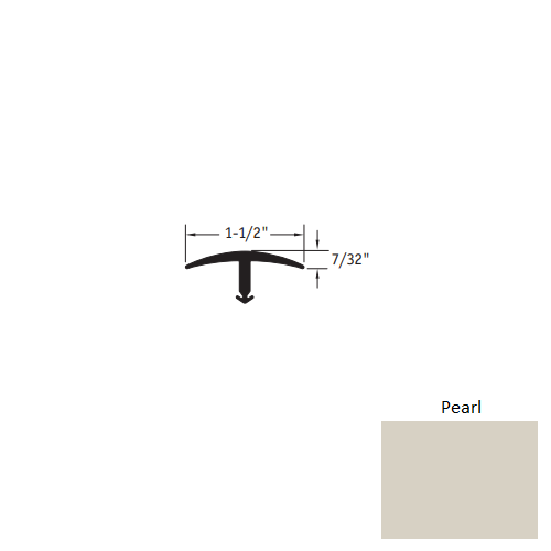 Johnsonite Pearl Vinyl Moulding / Trim - 1 1/2" X 12 Ft (144") X 1/2" T Molding - T Molding
