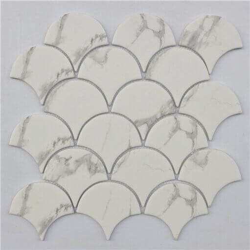 Endura Calacatta Glass Mosaic - Scale - Natural