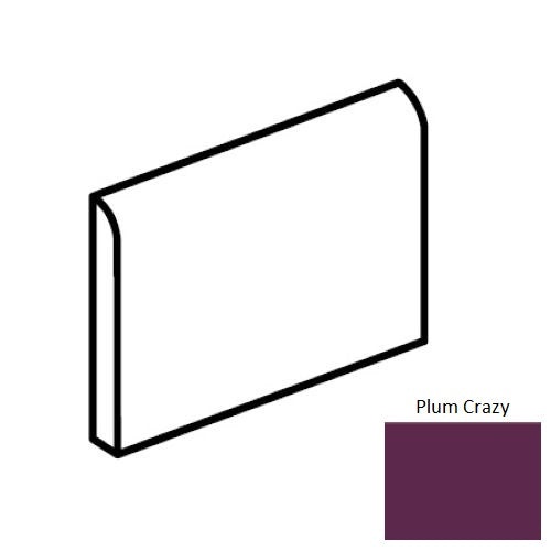 Color Wheel Classic Plum Crazy Ceramic Wall Trim - 3" X 6" Bullnose 6" Side - Semi Gloss