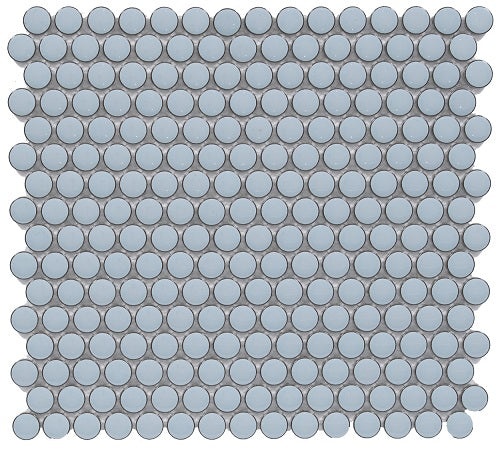 Cc Mosaics+ Sky Blue Porcelain Mosaic - Penny Round - Glossy
