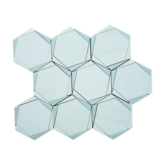 Mykonos Dolomite / Leyte Blue / Thassos Marble Mosaic - Sikinos - Polished