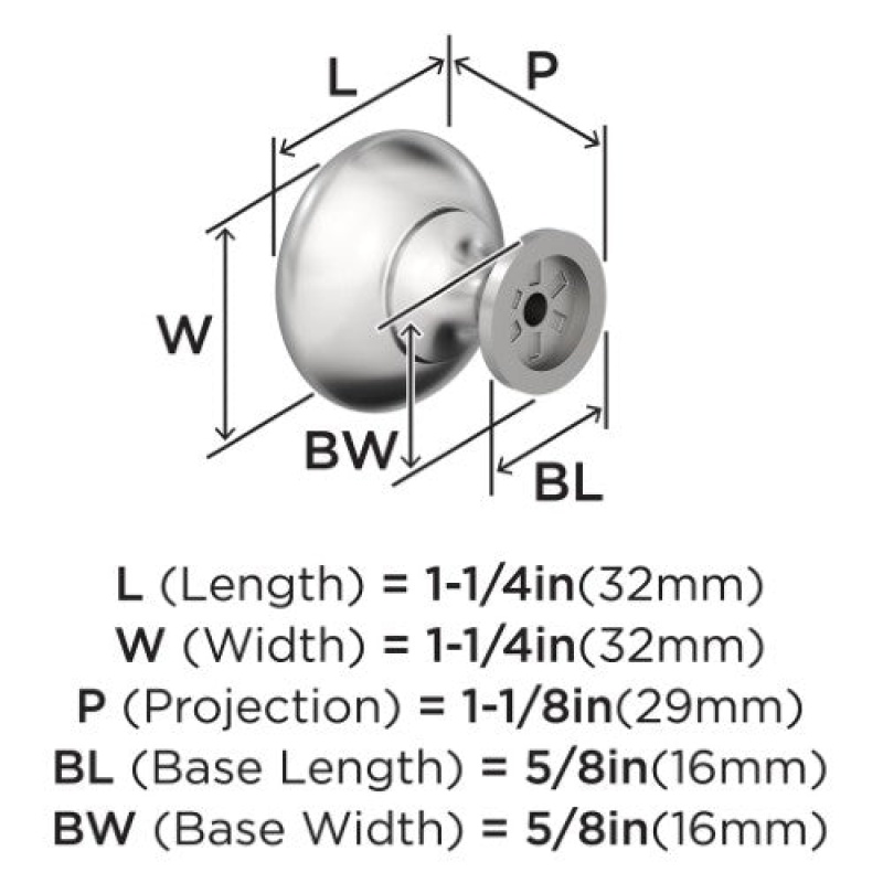 Edona Zinc Cabinet Knob - Polished Chrome - 1 1/4" (32 Mm)