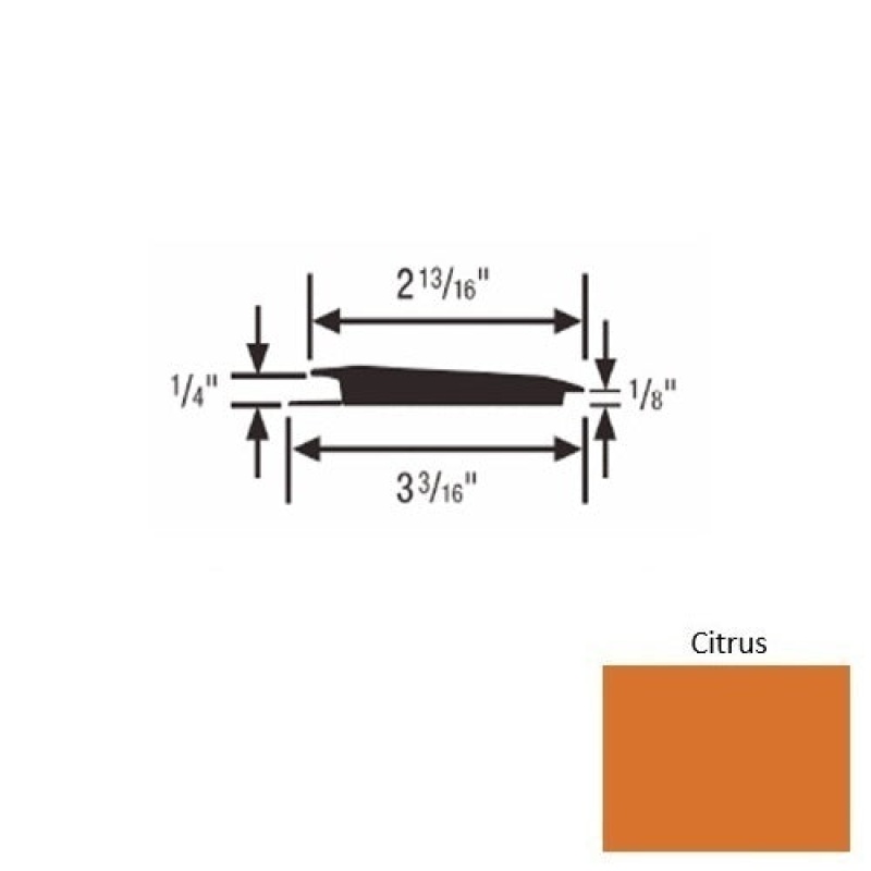 Solid 65 Citrus Rubber Rolling Traffic Transition - 3 3/16" X 9 Ft (108") X 1/4" - 1/8"