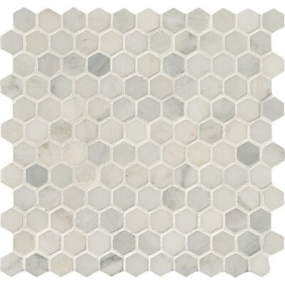 Arabescato Carrara Marble Mosaic - 1" Hexagon - Honed