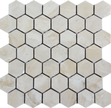 Pietra Antica Antique Stones Cashmere Beige Natural Stone Mosaic - 2" Hexagon - Brushed