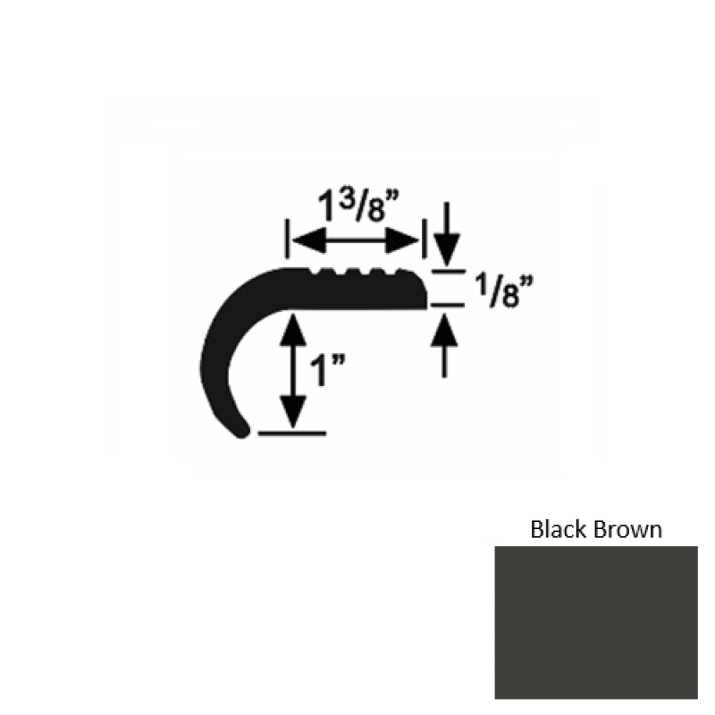 Solid 06 Black Brown Rubber Domestic Stair Nosing