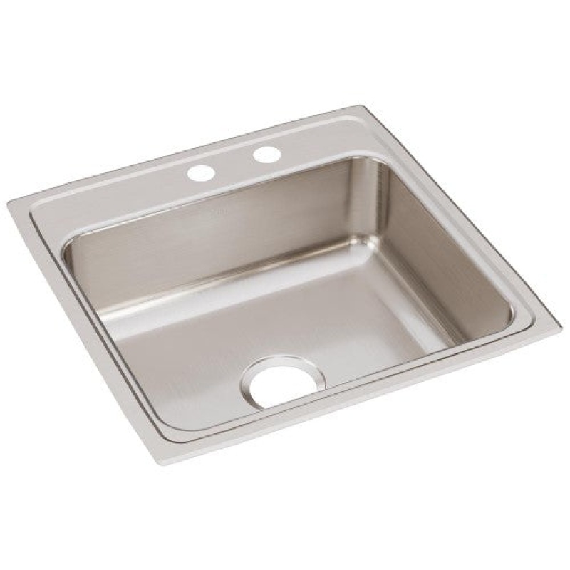Lr2222mr2 Lustertone Classic Stainless Steel Drop In Single Bowl Kitchen Sink - 22" X 22" X 7 5/8" With 2 Holes - Stainless Steel