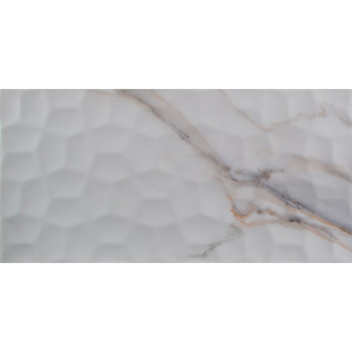 Adella Viso Calacatta Ceramic Tile - Textured - 12" X 24"