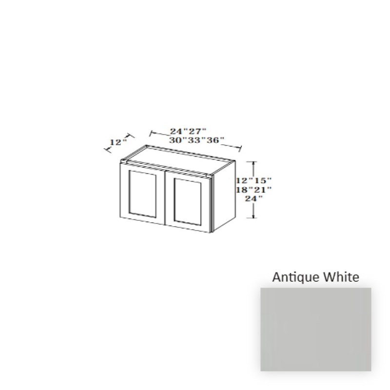 Antique White Wood Kitchen Wall Cabinet, 30" X 12" X 18"