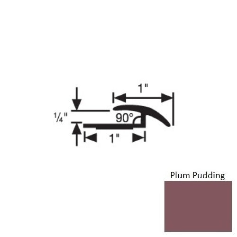 Flextones Plum Pudding Vinyl 168 Resilient To Carpet Transition - 1" X 12 Ft - Thermoplastic