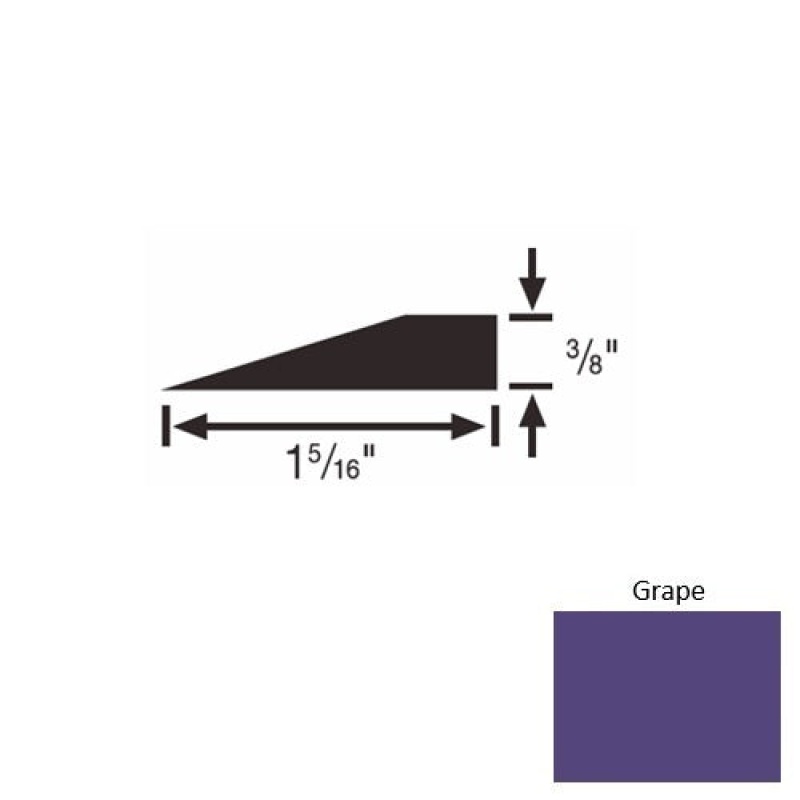 Solid 26 Grape Rubber Reducer Strip - 1 5/16" X 9 Ft (108") X 3/8"