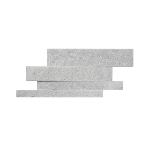 V Parallels Rice White Marble Tile - Honed - 6 3/8" X 22 7/8"