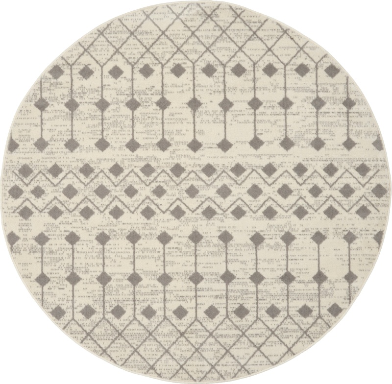 Grafix Ivory / Grey Round Area Rug