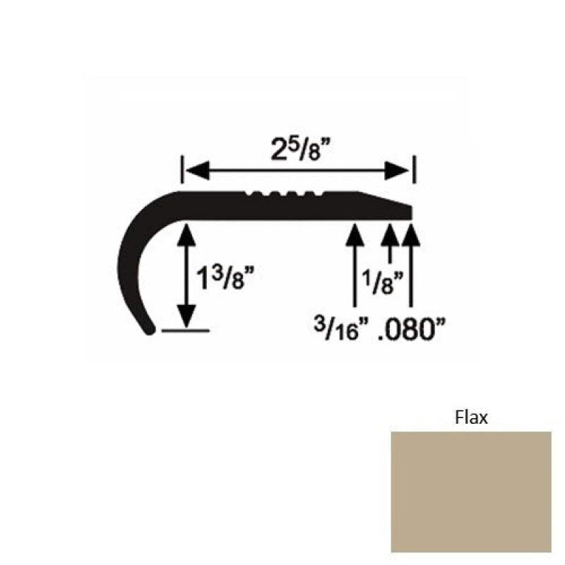 Solid 04 Flax Rubber Residential Stair Nosing