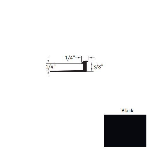 Johnsonite Black Vinyl Moulding / Trim - 1/4" X 12 Ft (144") X 3/8" - 1/4" Slim Line Transition - Slim Line Transition