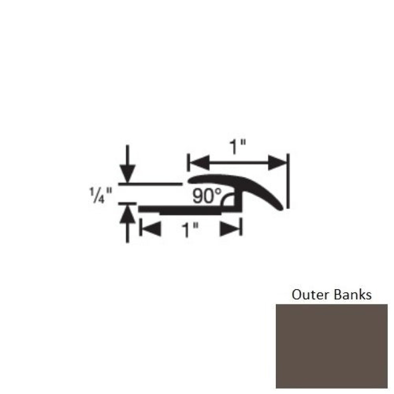 Flextones Outer Banks Vinyl 168 Resilient To Carpet Transition - 1" X 12 Ft - Thermoplastic
