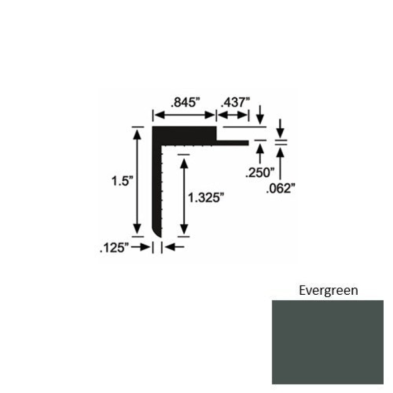 Solid 57 Evergreen Rubber Landing Trim - 1 1/2" X 98"