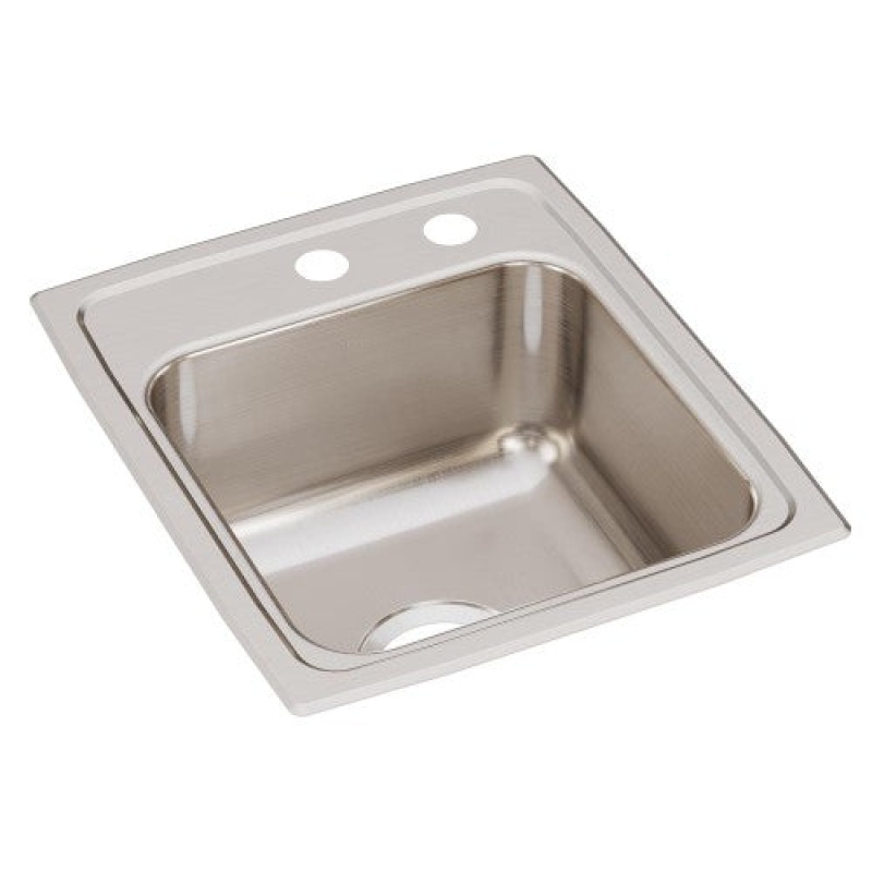 Lr1517mr2 Lustertone Classic Stainless Steel Drop In Single Bowl Bar Sink - 15" X 17 1/2" X 7 5/8" With 2 Holes - Stainless Steel