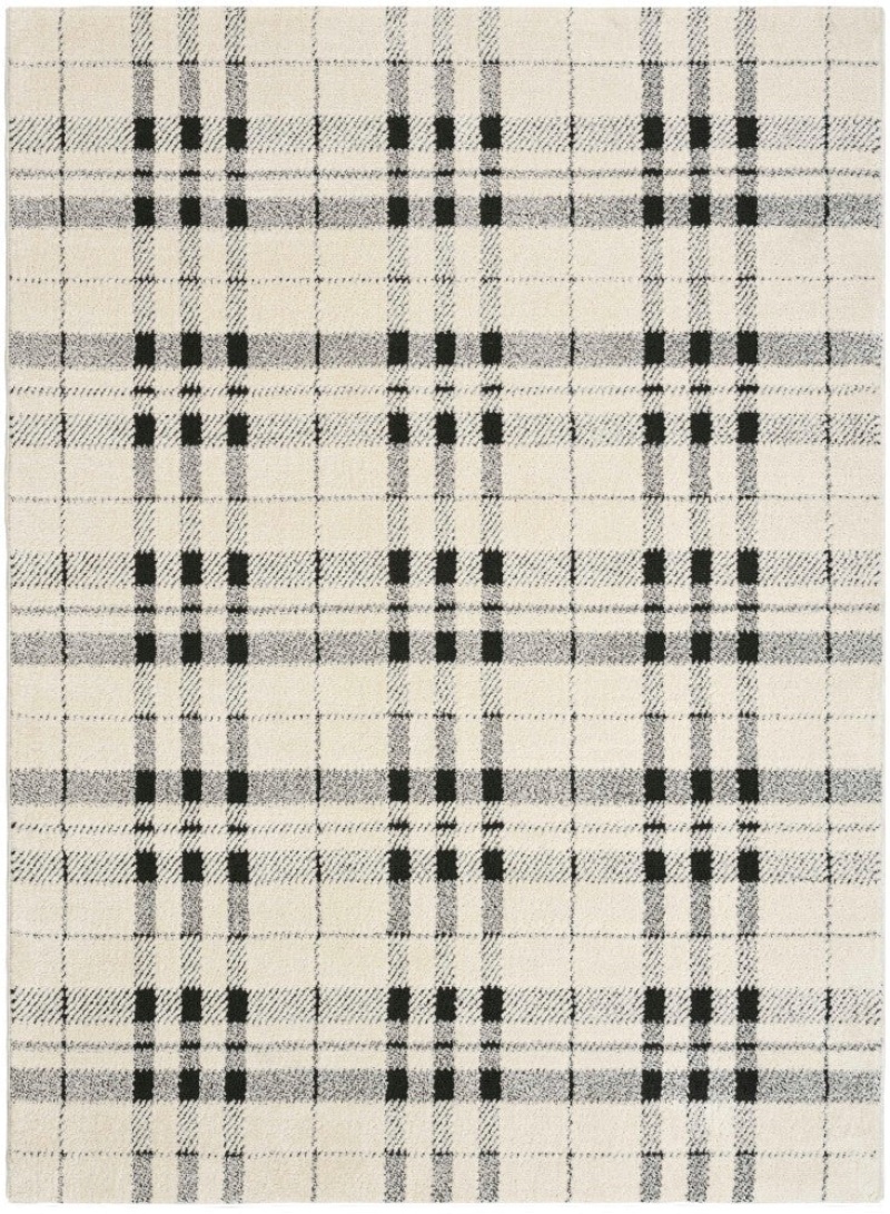 Modern Comfort Ivory Black Mnc04 Polyester Contemporary Area Rug - 4 Ft X 6 Ft - Ivory Black