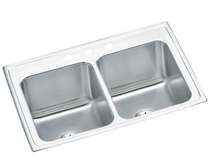 Elkay Lustertone Classic 33-Inch Stainless Steel Drop-In Double Bowl Sink