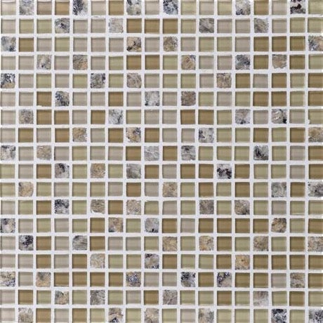 Granite Radiance New Venetian Gold Blend Granite & Glass Mosaic - 5/8" X 5/8" - Polished, Per Pack: 11 Enter Quantity In Sheets