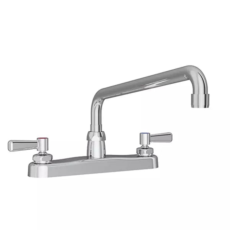 Chrome Deck Mount Bathroom Faucet with Double Handle