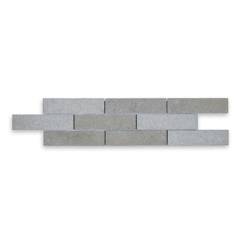 Purbeck Grey Limestone Thin Brick Veneer - Bush Hammered & Distressed - 6" X 24"