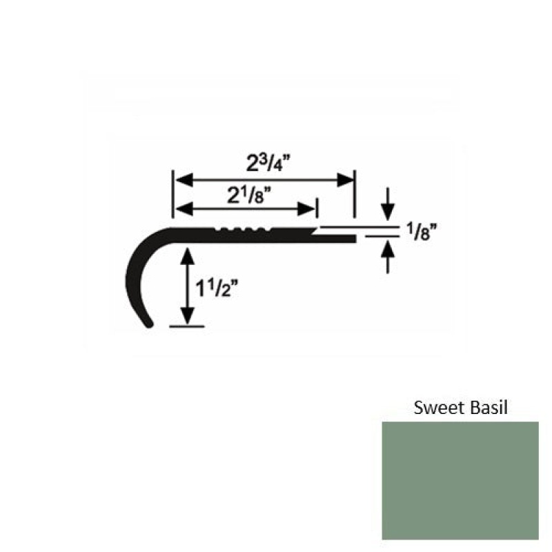 Solid 10 Sweet Basil Rubber Underlap Stair Nosing (Rd) - 2 3/4" X 9 Ft (108")