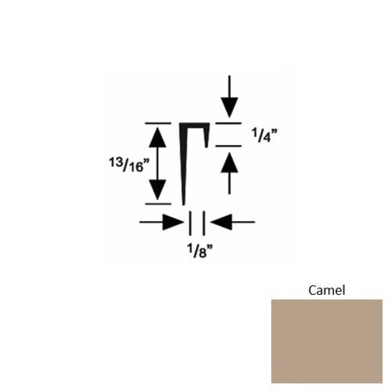 Solid 46 Camel Rubber Cove Cap Square - 1/8" X 9 Ft (108")