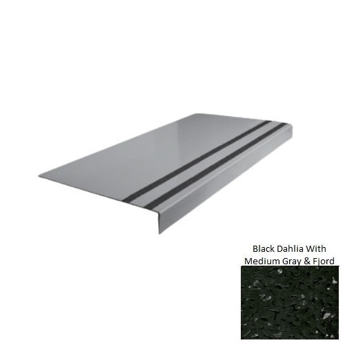 Spextones Black Dahlia With Medium Gray & Fjord Type 130 Distinct Designs Rubber - 12 1/4" X 72" Stair Tread - Smooth