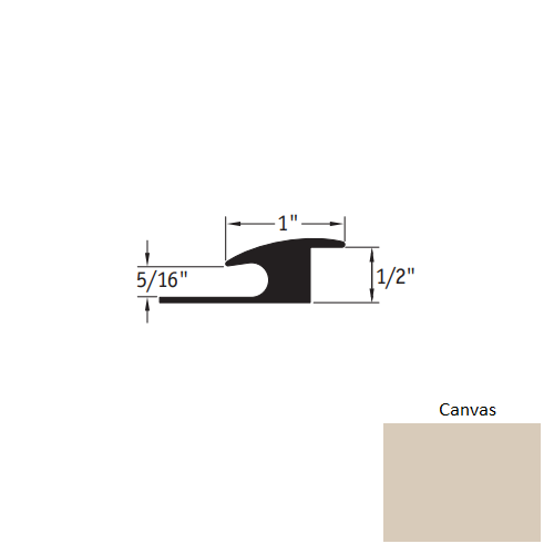 Johnsonite Canvas Vinyl Moulding / Trim - 1" X 12 Ft (144") X 5/16" - 1/2" Adaptor - Adaptor