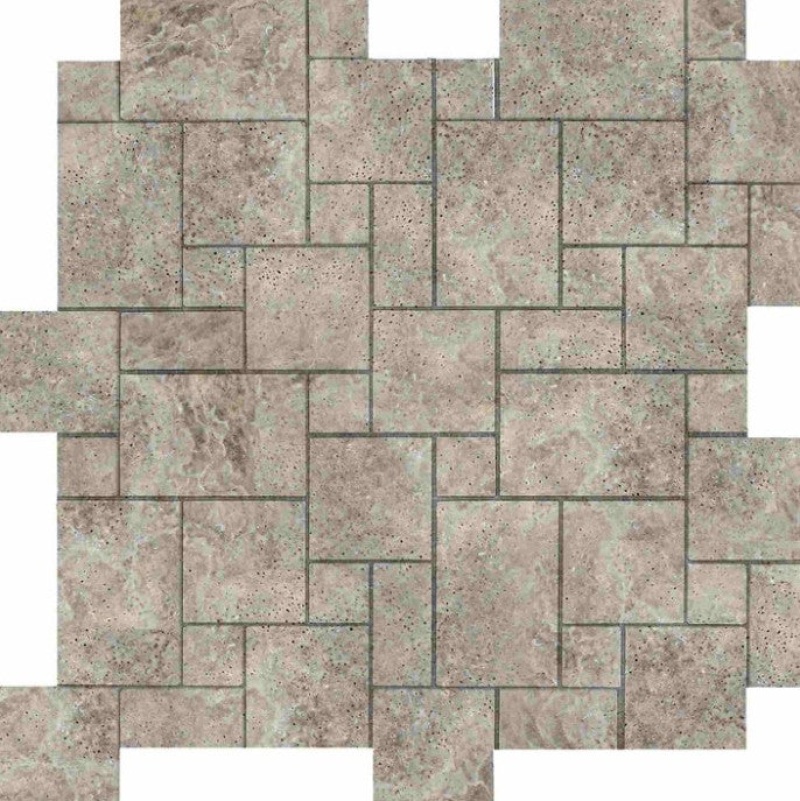 Titanium Cross Cut Travertine Mosaic – Mini Versailles Pattern