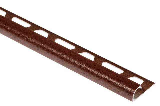 Rondec Bullnose Tile Edging Trim - Rustic Brown Textured Color Coated Aluminum