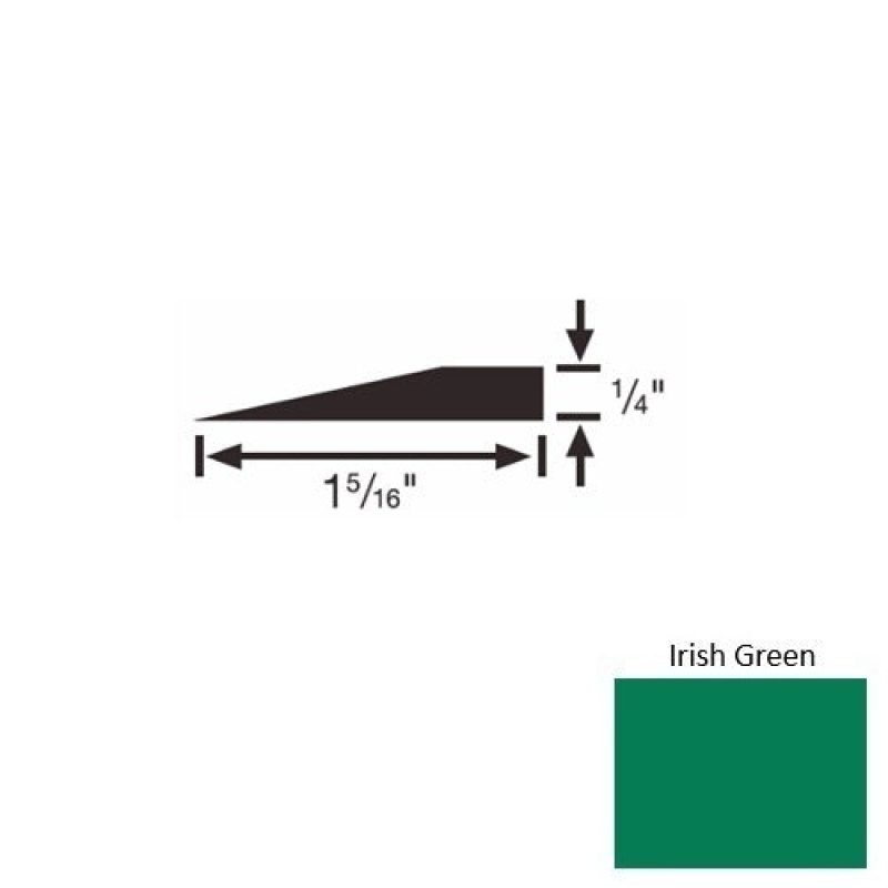 Solid 24 Irish Green Rubber Reducer Strip - 1 5/16" X 9 Ft (108") X 1/4"