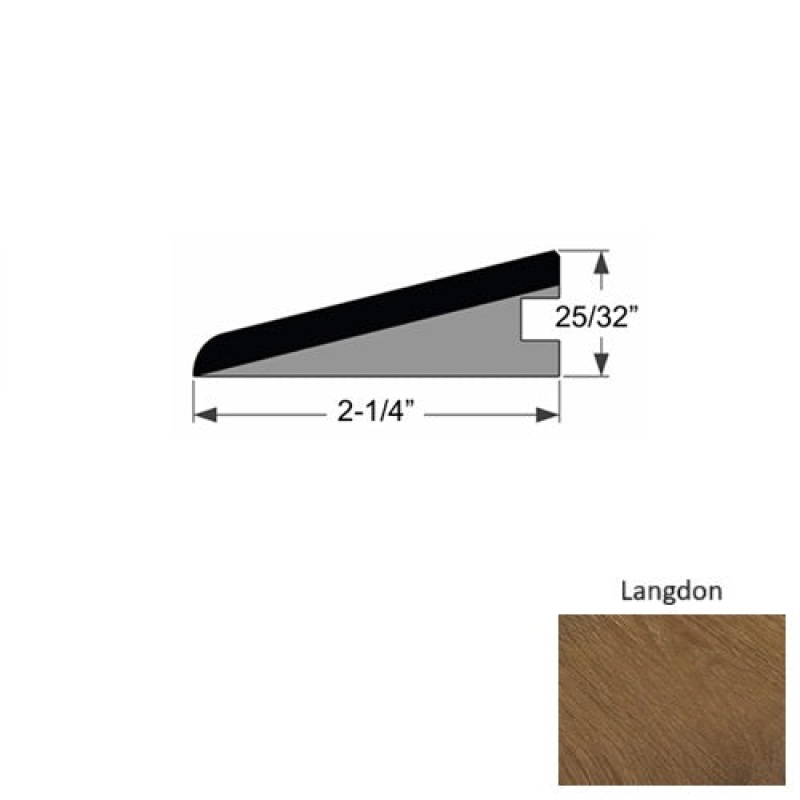 Dover Langdon Hardwood Moulding / Trim - 2 1/4" X 96" Ramp Reducer - Urethane
