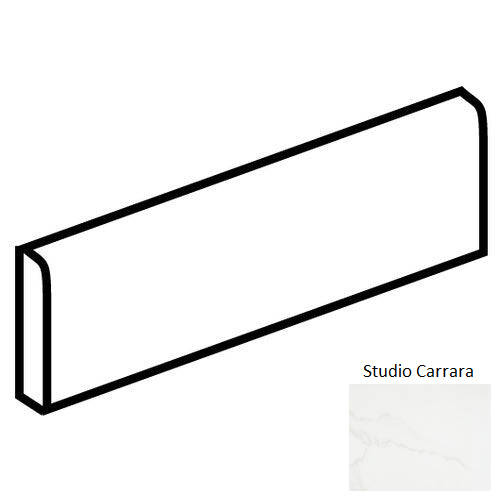 Artsy Studio Carrara Porcelain Floor Trim, 3" x 24" Bullnose
