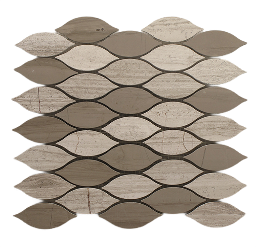 Oyster Grey & Athens Gray Marble Mosaic - Elongated Teardrop - Polished