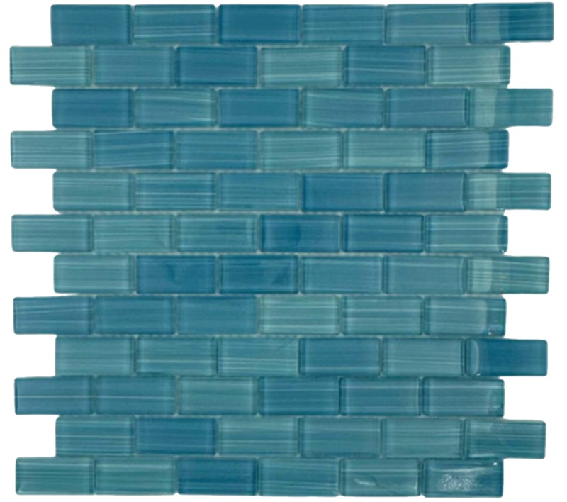 Seafoam Splash Glass Mosaic - 1" X 2" - Polished