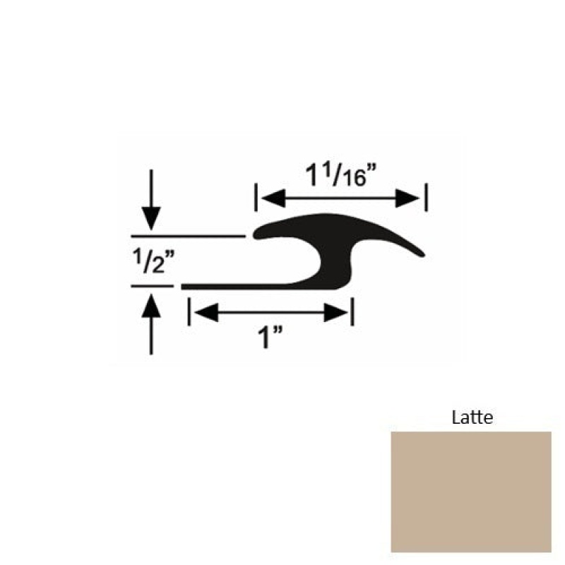 Solid 56 Latte Rubber Tile / Carpet Joiner - 1" X 9 Ft (108") X 1/2"