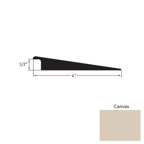 Johnsonite Canvas Vinyl Moulding / Trim - 4" X 12 Ft (144") X 1/2" Wheeled Traffic Transition - Wheeled Traffic Transition