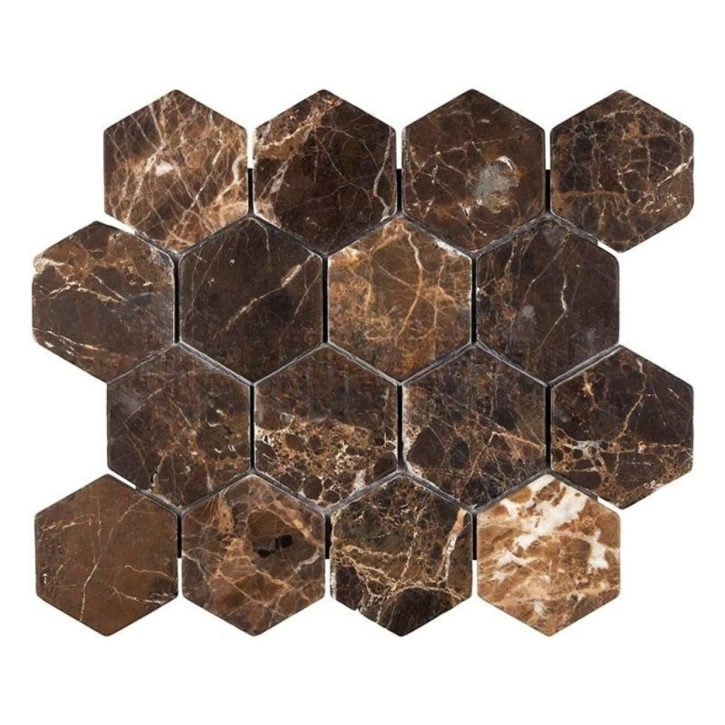 Emperador Dark Marble Mosaic - 3" Hexagon