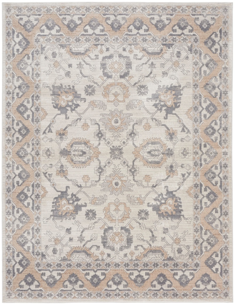 Cream Grey Farmhouse Area Rug 8 Ft x 10 Ft