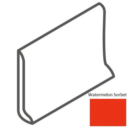 Bright & Matte Watermelon Sorbet Ceramic Wall Trim - 4 1/4" X 6" Thin Lip Cove Base - Glossy