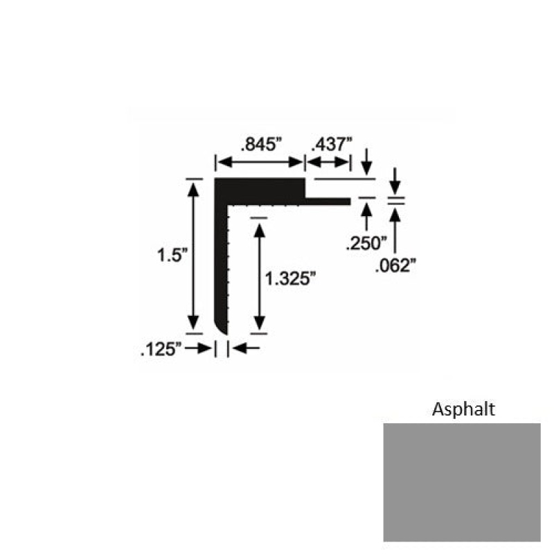 Solid 57 Asphalt Rubber Landing Trim - 1 1/2" X 98"