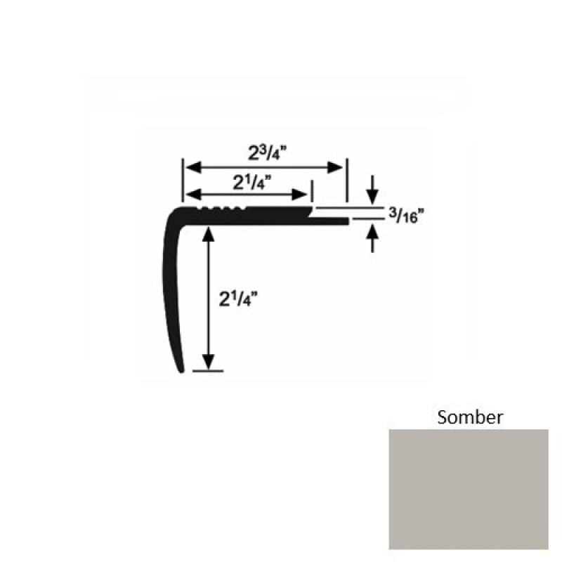 Solid M07 Somber Rubber Modified Underlap Stair Nosing (Sq) - 2 3/4" X 9 Ft (108")