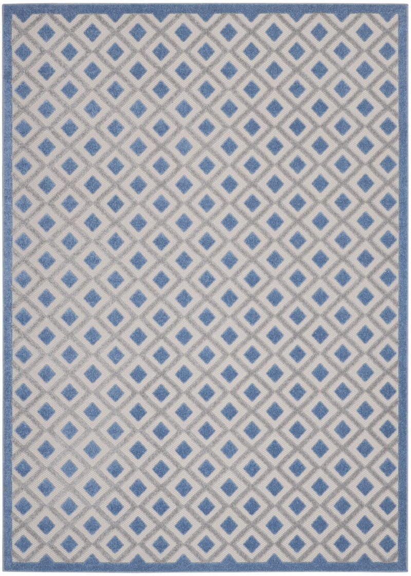 Aloha Alh26 Blue / Grey Polypropylene Modern Area Rug - 7 Ft X 10 Ft