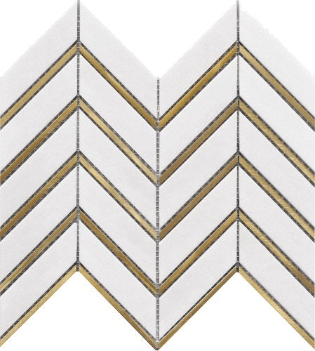 Rock Art Tassos Metal Stone & Glass Mosaic - Chevron - Polished