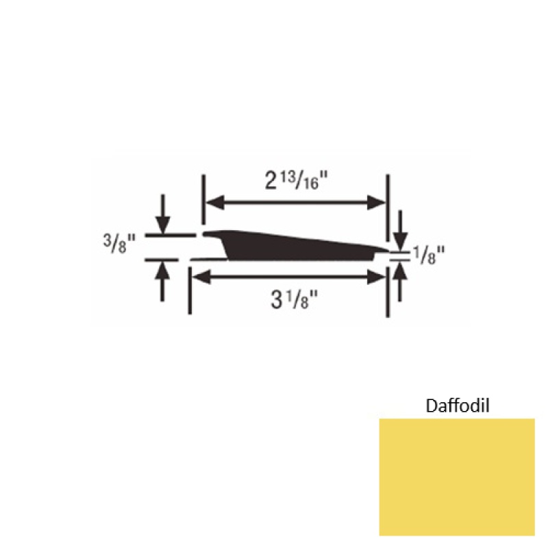 Solid 67 Daffodil Rubber Rolling Traffic Transition - 3 1/8" X 9 Ft (108") X 3/8" - 1/8"