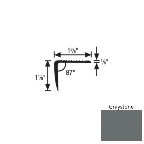 Flextones Graystone Vinyl 189 Top Set Stair Nosing - 1 3/8" X 12 Ft - Thermoplastic